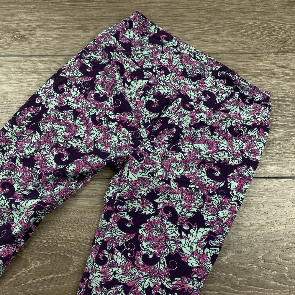 Lularoe Women's Stretch Leggings Purple Blue Paisley‎ One Size